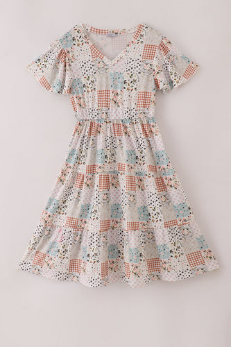 Fall floral print mom dress - ARIA KIDS