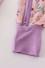 Purple floral print bamboo pajamas romper - ARIA KIDS