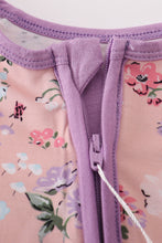 Purple floral print bamboo pajamas romper - ARIA KIDS