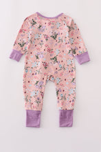 Purple floral print bamboo pajamas romper - ARIA KIDS