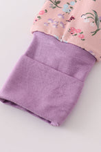 Purple floral print bamboo pajamas romper - ARIA KIDS