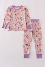 Purple floral print bamboo pajamas pants set - ARIA KIDS