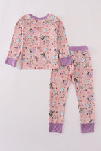 Purple floral print bamboo pajamas pants set - ARIA KIDS