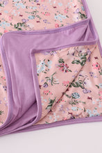 Purple floral print bamboo blanket - ARIA KIDS
