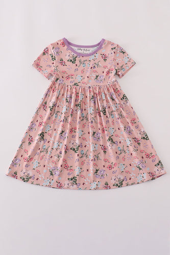 Purple floral print bamboo dress - ARIA KIDS