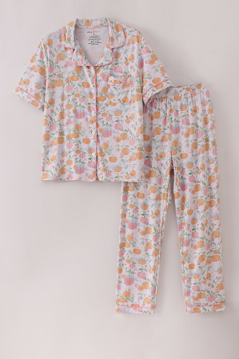 Pink pumpkin bamboo mom pajamas set - ARIA KIDS