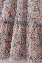 Blue floral print ruffle mom dress - ARIA KIDS
