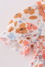 Floral print smocked ruffle bubble - ARIA KIDS
