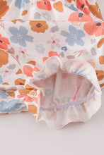 Floral print smocked ruffle bubble - ARIA KIDS