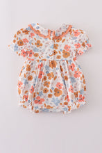 Floral print smocked ruffle bubble - ARIA KIDS