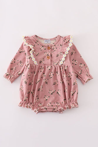 Floral corduroy lace ruffle bubble - ARIA KIDS