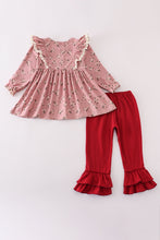 Floral corduroy lace ruffle pants set - ARIA KIDS