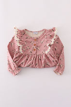 Floral corduroy lace ruffle pants set - ARIA KIDS