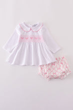 Pink bow smocked bloomer set - ARIA KIDS