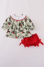 Green holly floral smocked bow bloomer set - ARIA KIDS
