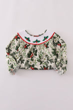 Green holly floral smocked ruffle pants set - ARIA KIDS