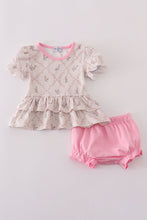 Pink floral print ruffle bloomer set - ARIA KIDS