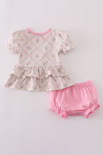 Pink floral print ruffle bloomer set - ARIA KIDS