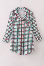 Green bow plaid mom gown - ARIA KIDS