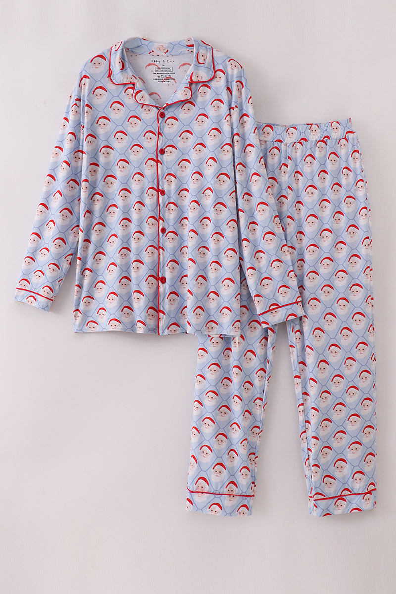 Blue santa claus bamboo dad pajamas set - ARIA KIDS
