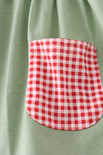 Green christmas reindeer embroidery girl set