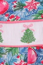 Blue christmas tree smocked ruffle jumpsuit set - ARIA KIDS