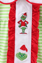 Green christmas grinch embroidery girl bloomers set - ARIA KIDS