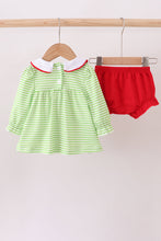 Green christmas grinch embroidery girl bloomers set - ARIA KIDS