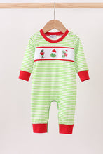 Green christmas grinch embroidery boy romper - ARIA KIDS