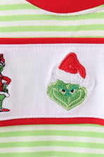 Green christmas grinch embroidery boy romper - ARIA KIDS