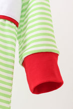 Green christmas grinch embroidery boy romper - ARIA KIDS
