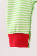Green christmas grinch embroidery boy romper - ARIA KIDS