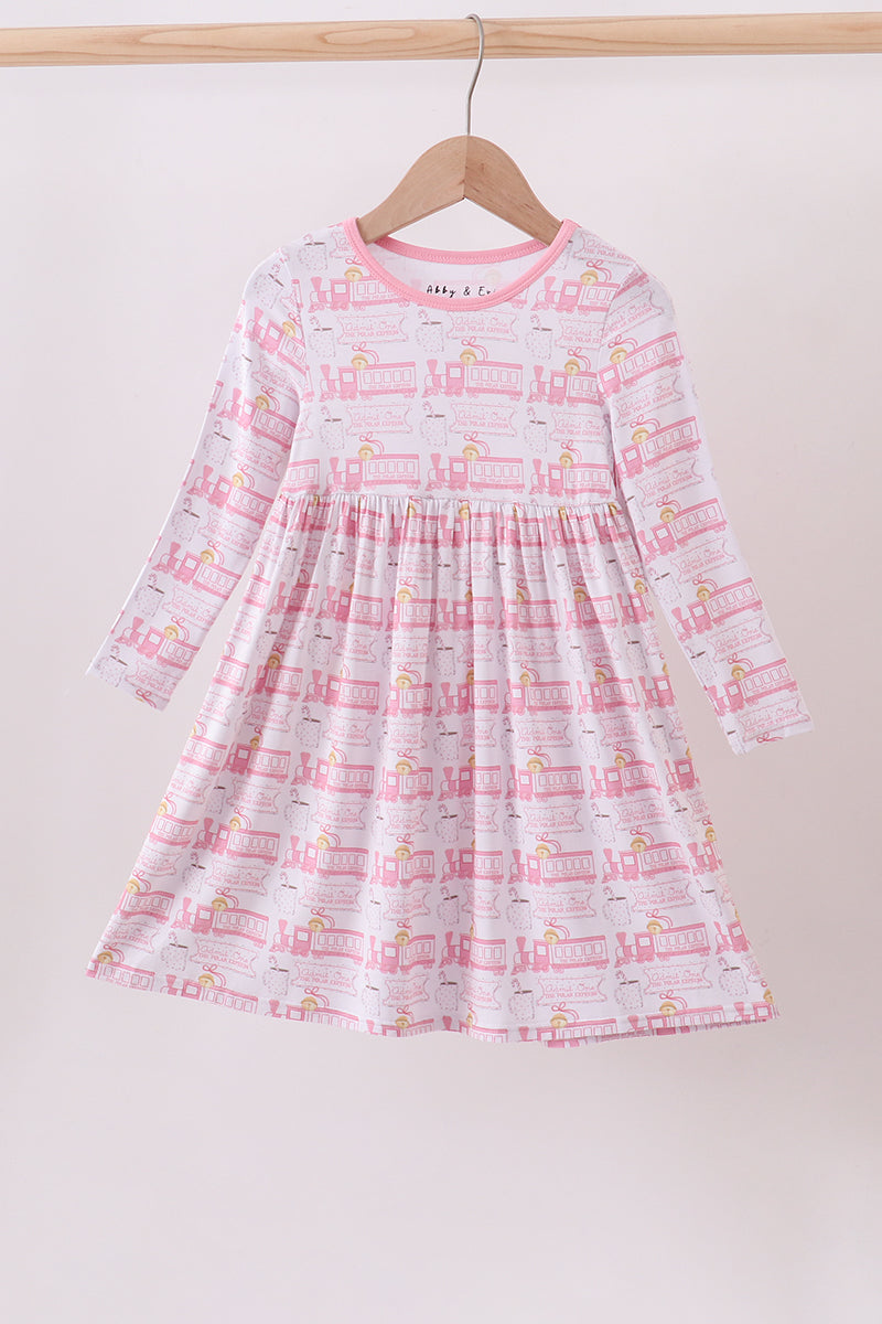 Pink train bamboo pajamas dress - ARIA KIDS
