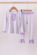 Lavender floral ruffle bamboo pajams pants set - ARIA KIDS