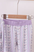 Lavender floral ruffle bamboo pajams pants set - ARIA KIDS