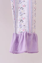 Lavender floral ruffle bamboo pajams pants set - ARIA KIDS