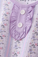 Lavender floral ruffle bamboo pajams pants set - ARIA KIDS