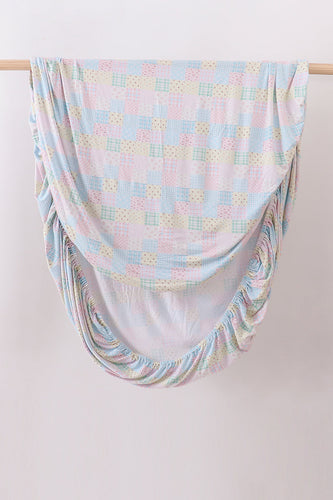 Pink floral checkered bamboo crib sheet - ARIA KIDS