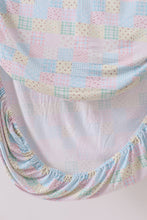 Pink floral checkered bamboo crib sheet - ARIA KIDS