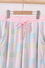 Pink floral checkered bamboo mom pajamas pants - ARIA KIDS