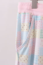Pink floral checkered bamboo mom pajamas pants - ARIA KIDS