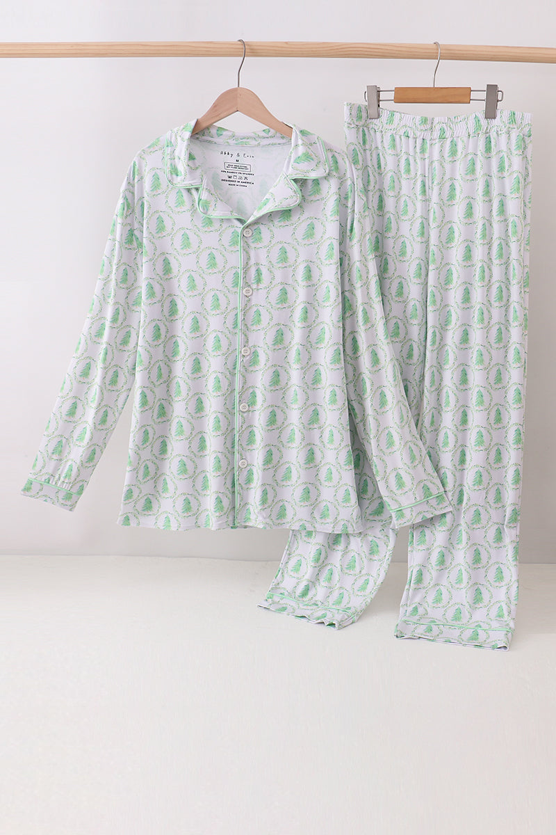 Green christmas tree bamboo dad pajama set - ARIA KIDS