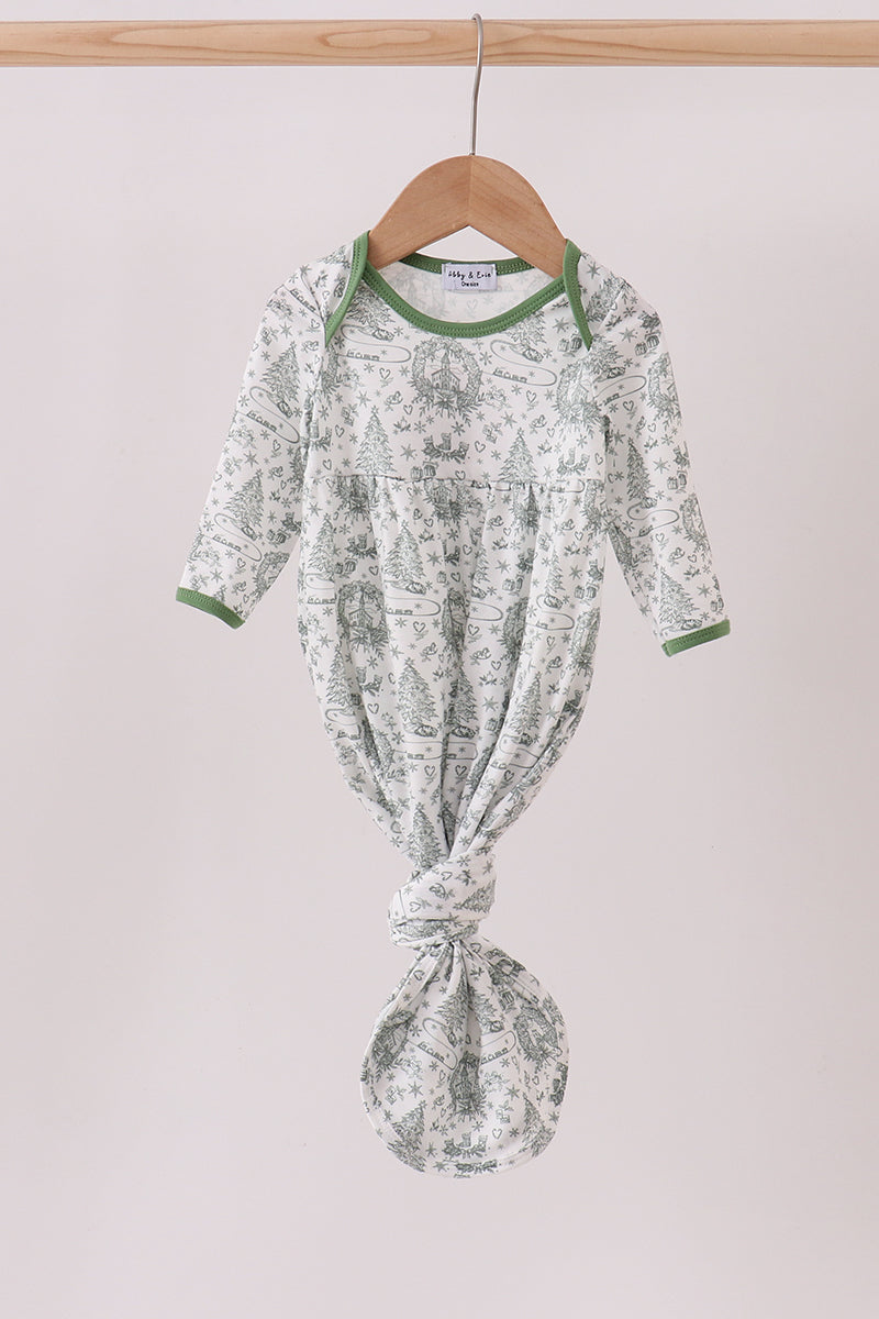 Green christmas tree print gown - ARIA KIDS