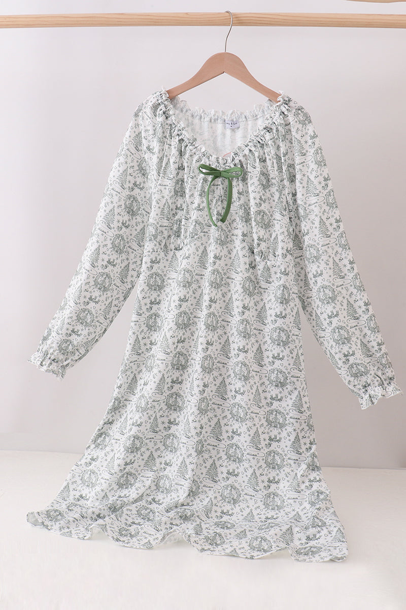 Green christmas tree print mom pajama - ARIA KIDS