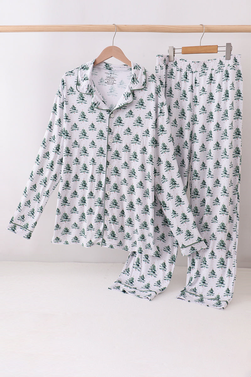 Green christmas tree bamboo mom&me pajama set - ARIA KIDS