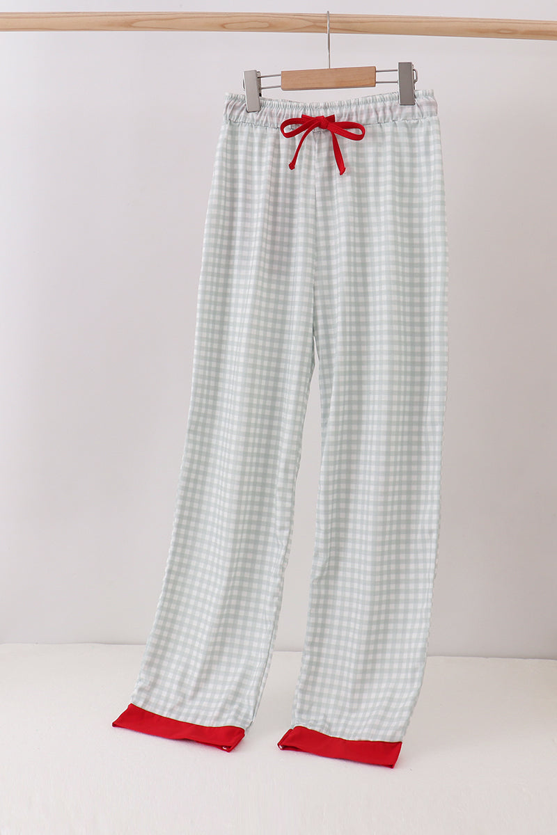 Sage gingham mom pajama pants - ARIA KIDS