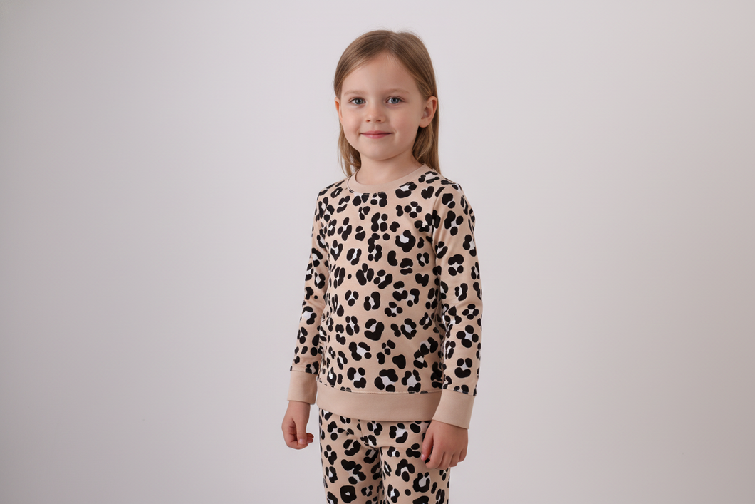 Brown leopard bamboo pajama set - ARIA KIDS