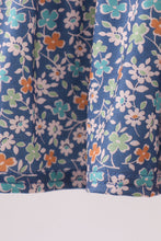 Navy floral smocked ruffle pants set - ARIA KIDS