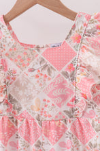 Pink floral checkered ruffle jumpsuit - ARIA KIDS