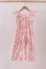 Pink floral checkered ruffle jumpsuit - ARIA KIDS